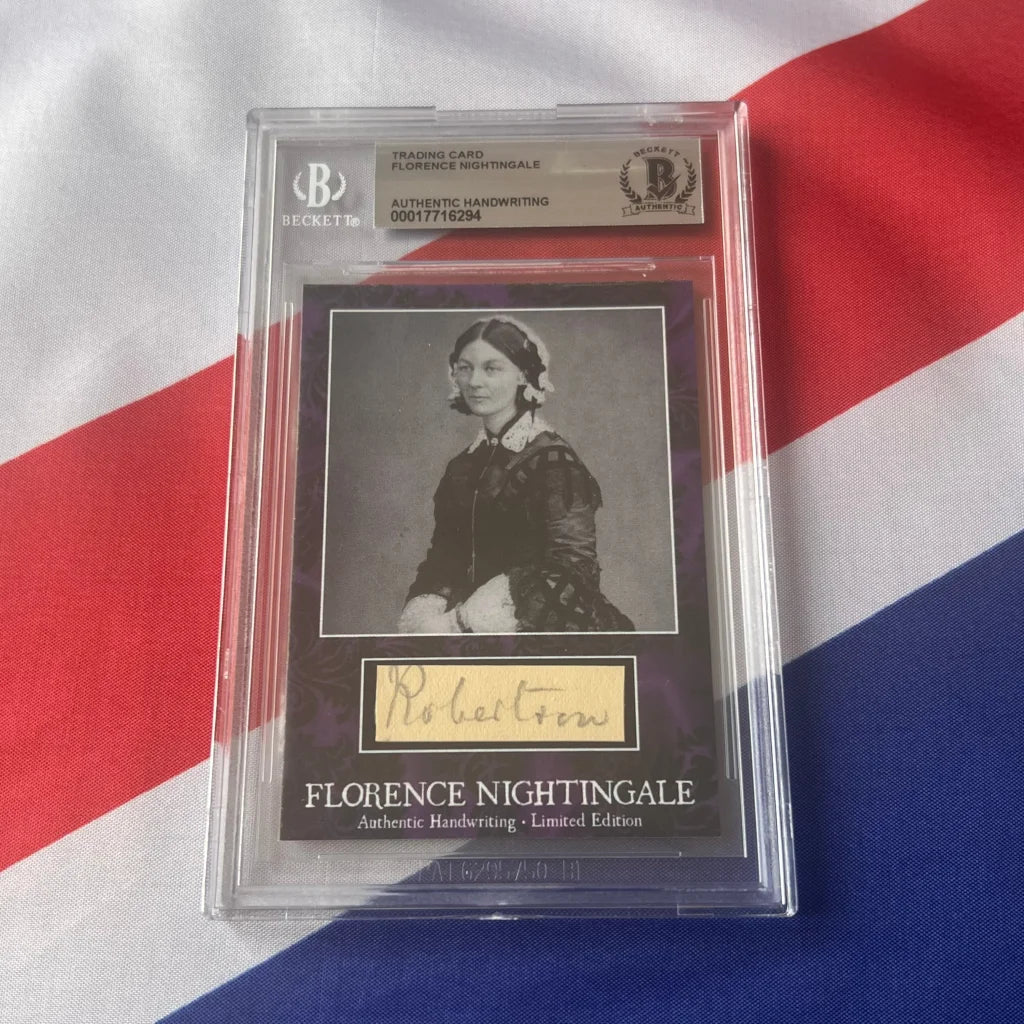 A graded Florence Nightingale trading card with authentic autograph from Nightingale Wrote collection