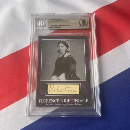 A graded Florence Nightingale trading card with authentic autograph from Nightingale Wrote collection