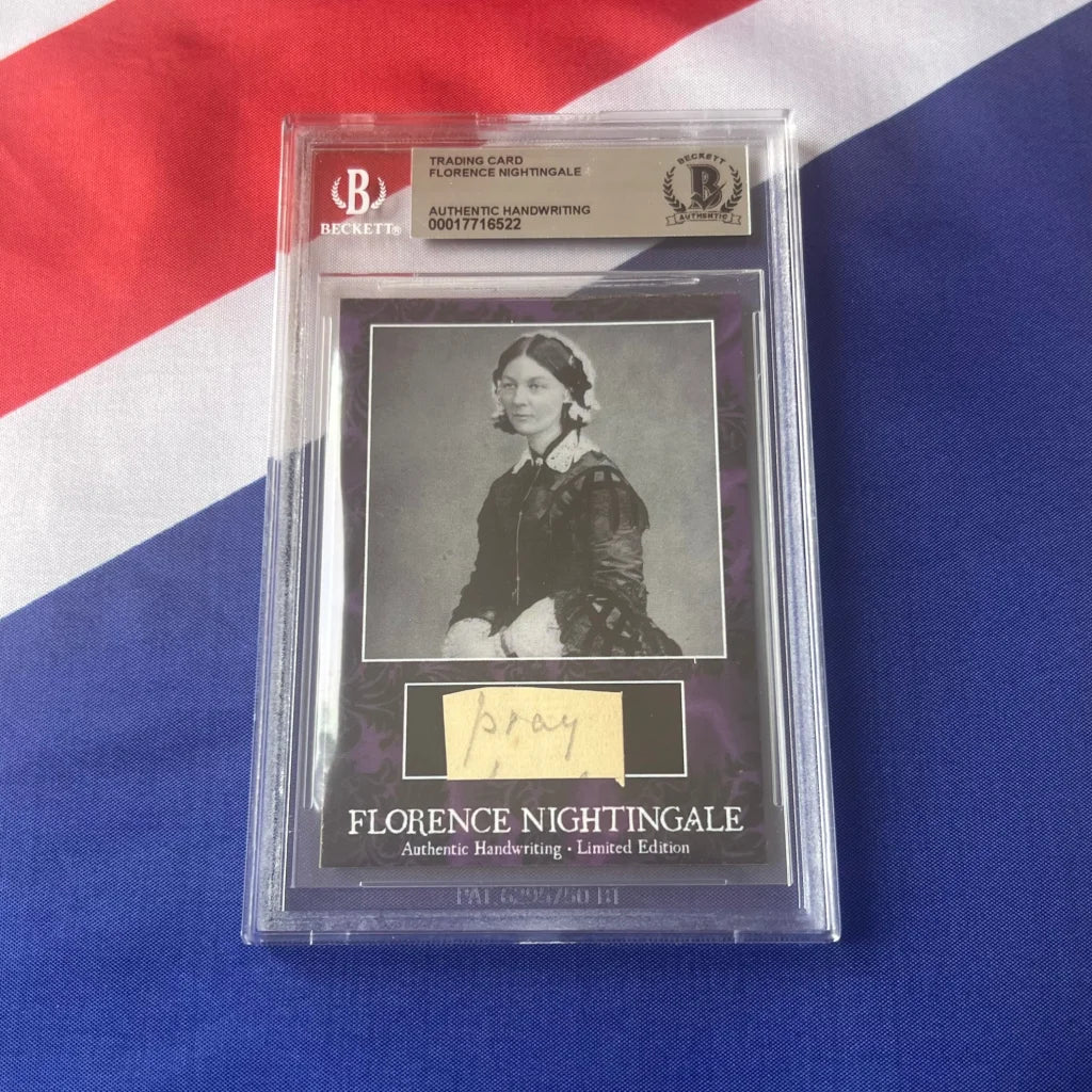 Graded Florence Nightingale trading card with authentic handwriting from Nightingale Wrote collection