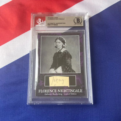 Graded Florence Nightingale trading card with authentic handwriting from Nightingale Wrote collection