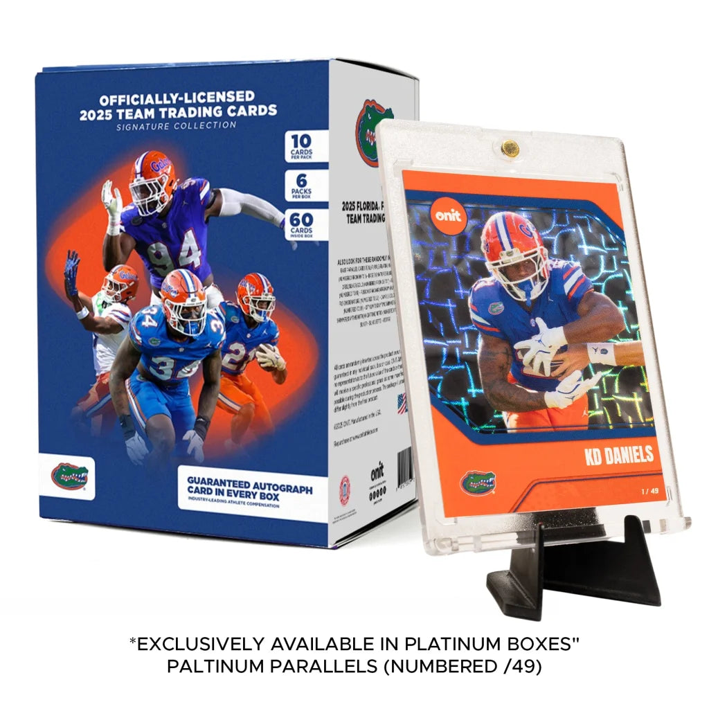 2025 Florida Gators platinum box trading cards with autograph