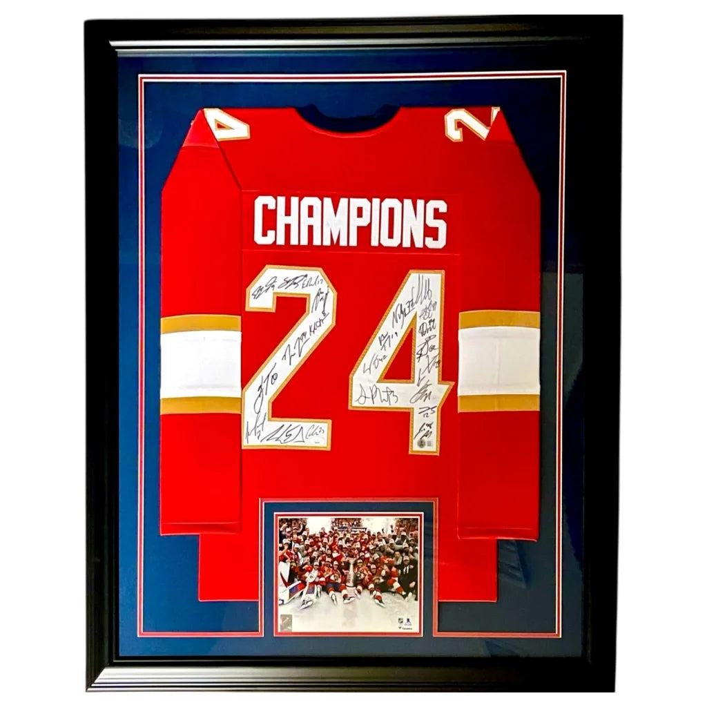 Florida Panthers 2024 Stanley Cup Champions red #24 framed jersey