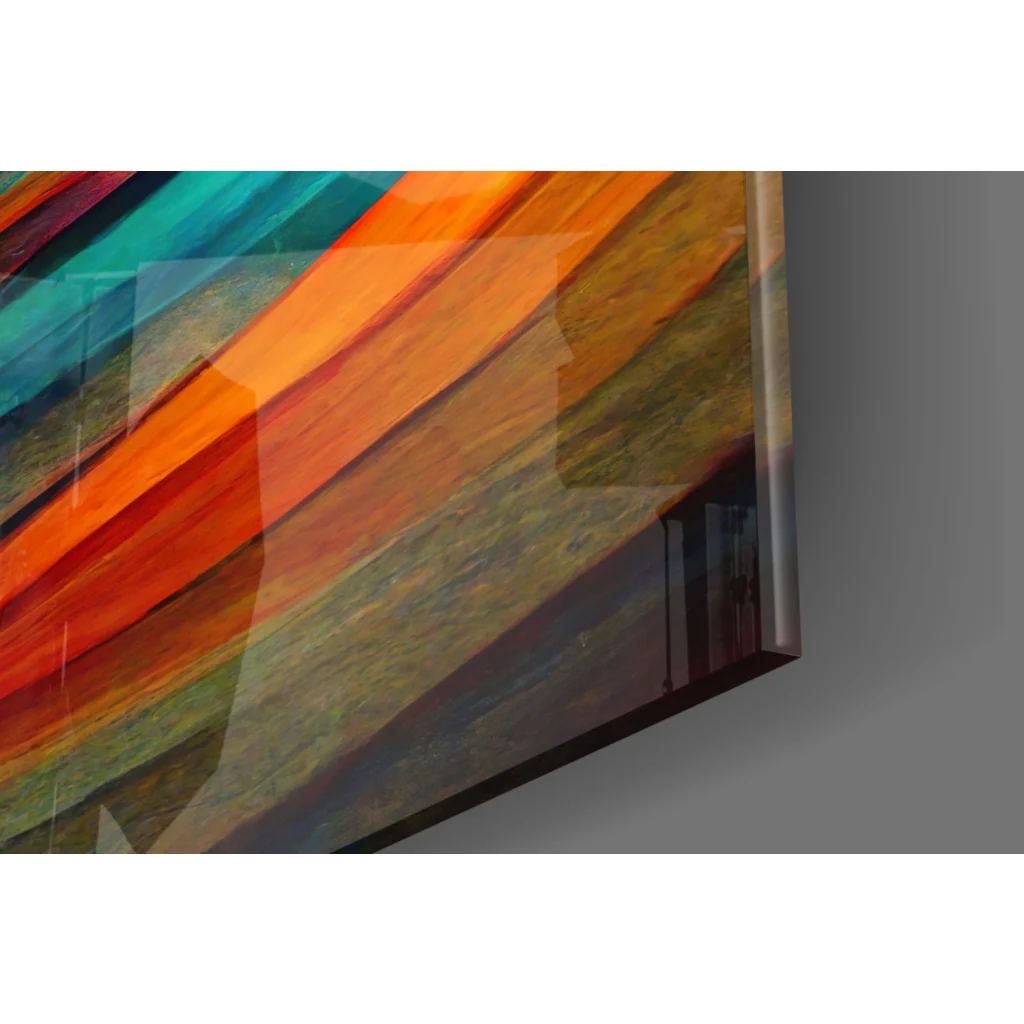 Vibrant Flowing Color Burst glass wall art on sleek TV display