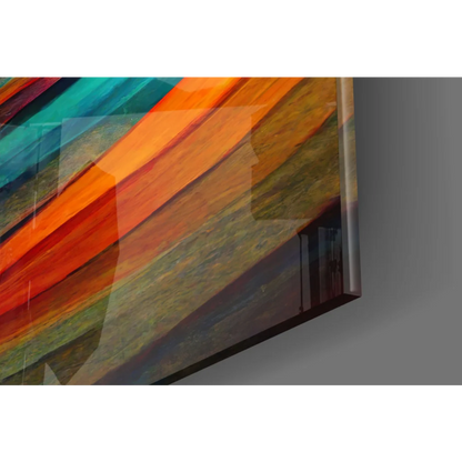 Vibrant Flowing Color Burst glass wall art on sleek TV display