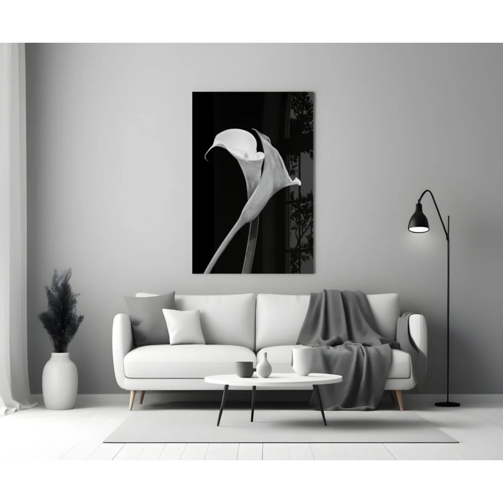 Elegant Calla Lily Canvas Wall Art in Black and White | Modern Wall Art Decor | vintageantiquesgifts.com