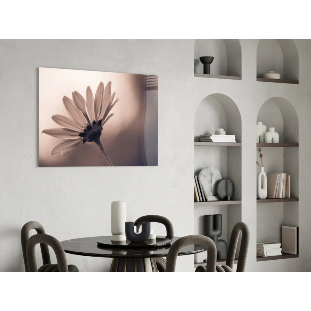 Vintage daisy sepia canvas wall art print with soft petals