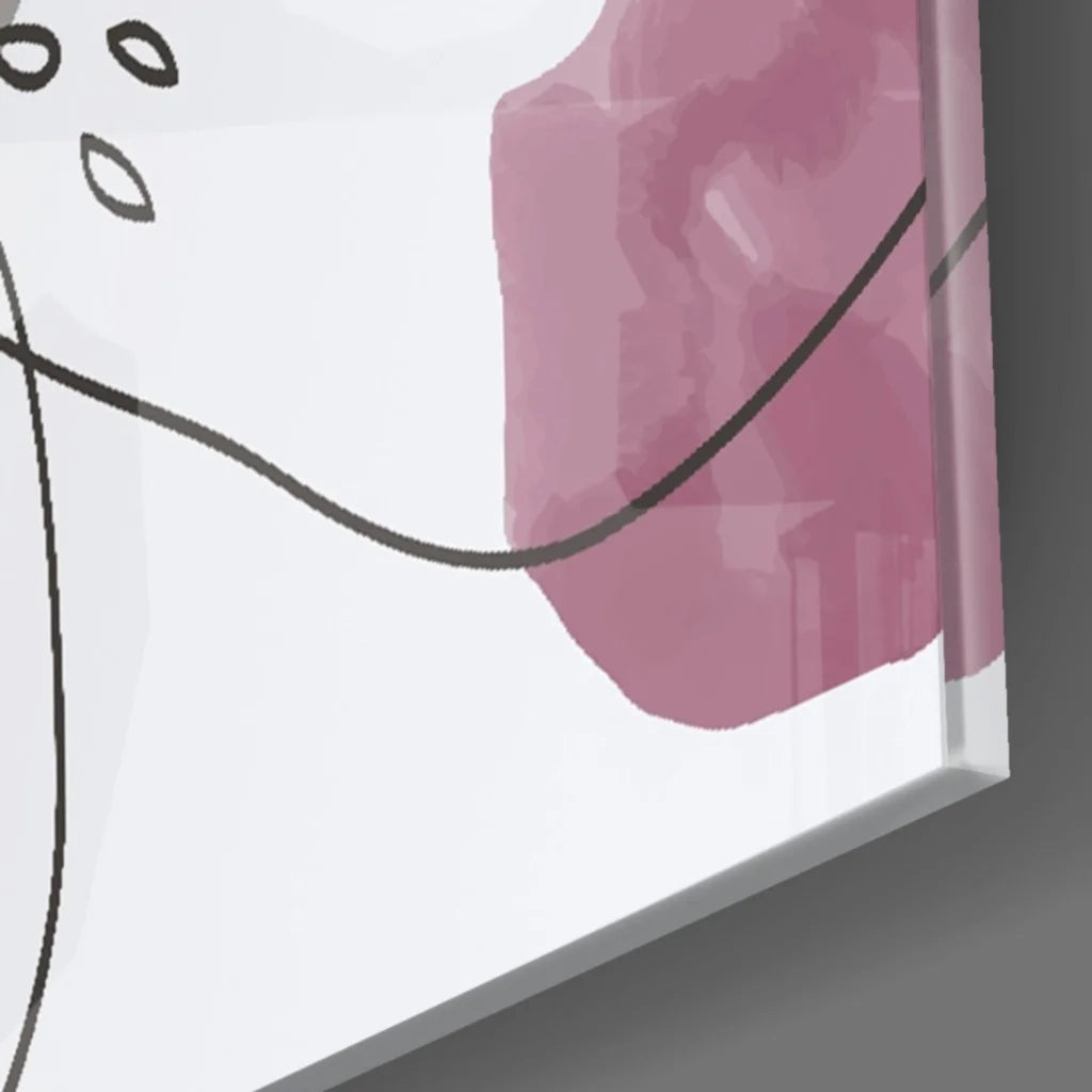 Minimalist bold abstract floral wall art canvas with pink splashes