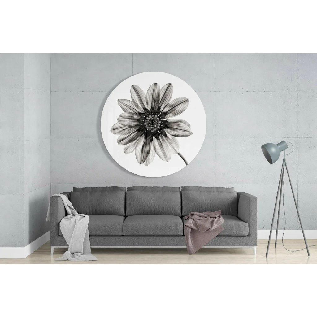 Blooming Daisy Tempered Glass Art Circle | Glass Wall Art Print | vintageantiquesgifts.com