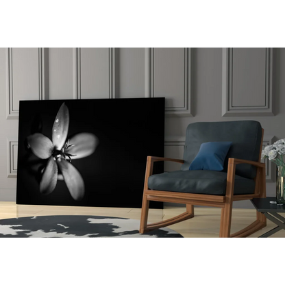 Stylized dewy flower black and white canvas wall art print