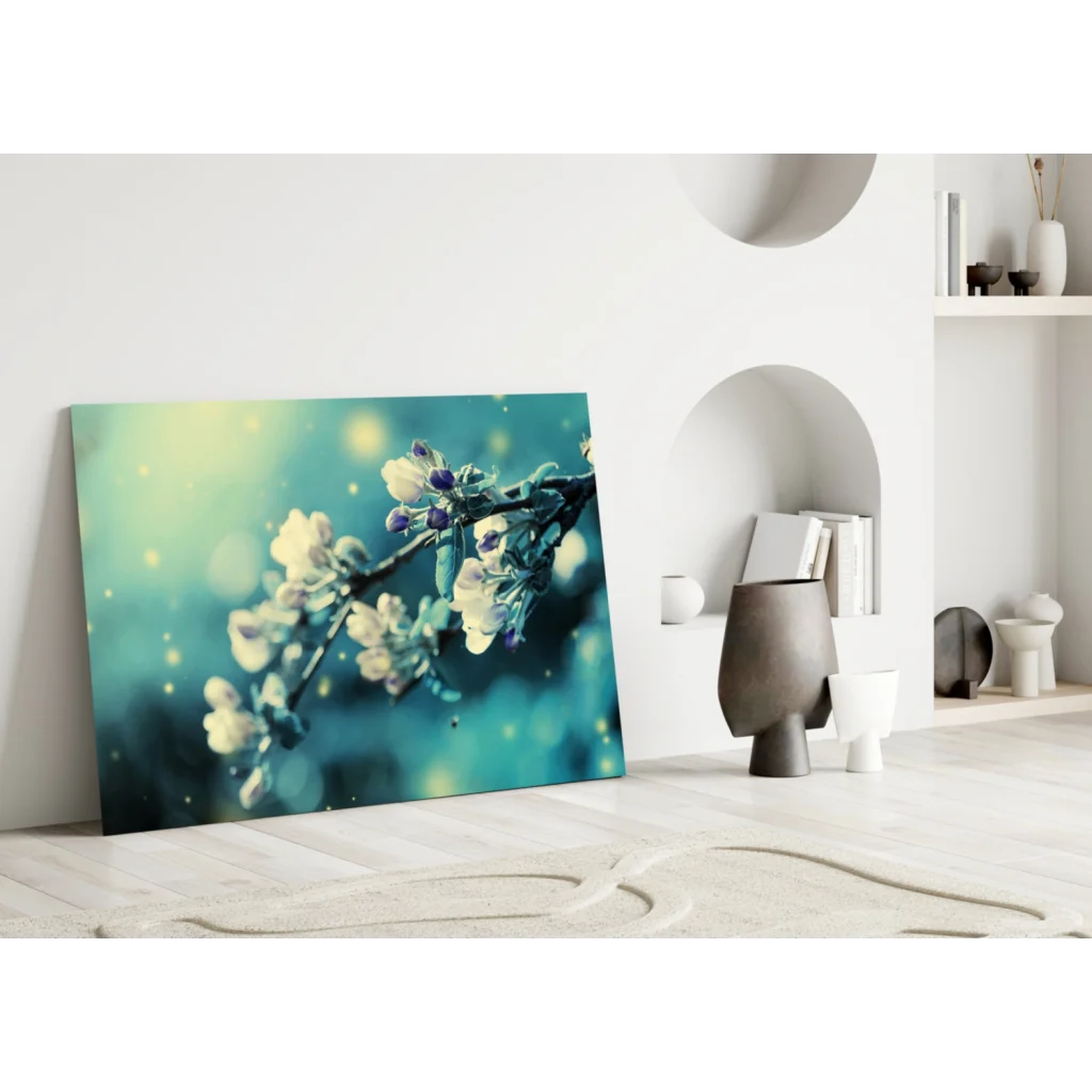 Dreamy Blossom Canvas Wall Art with Glowing Bokeh Lights | Modern Wall Art Decor | vintageantiquesgifts.com