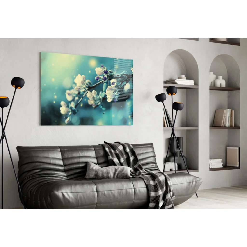 Dreamy Blossom Canvas Wall Art with Glowing Bokeh Lights | Contemporary Home Wall Art | vintageantiquesgifts.com