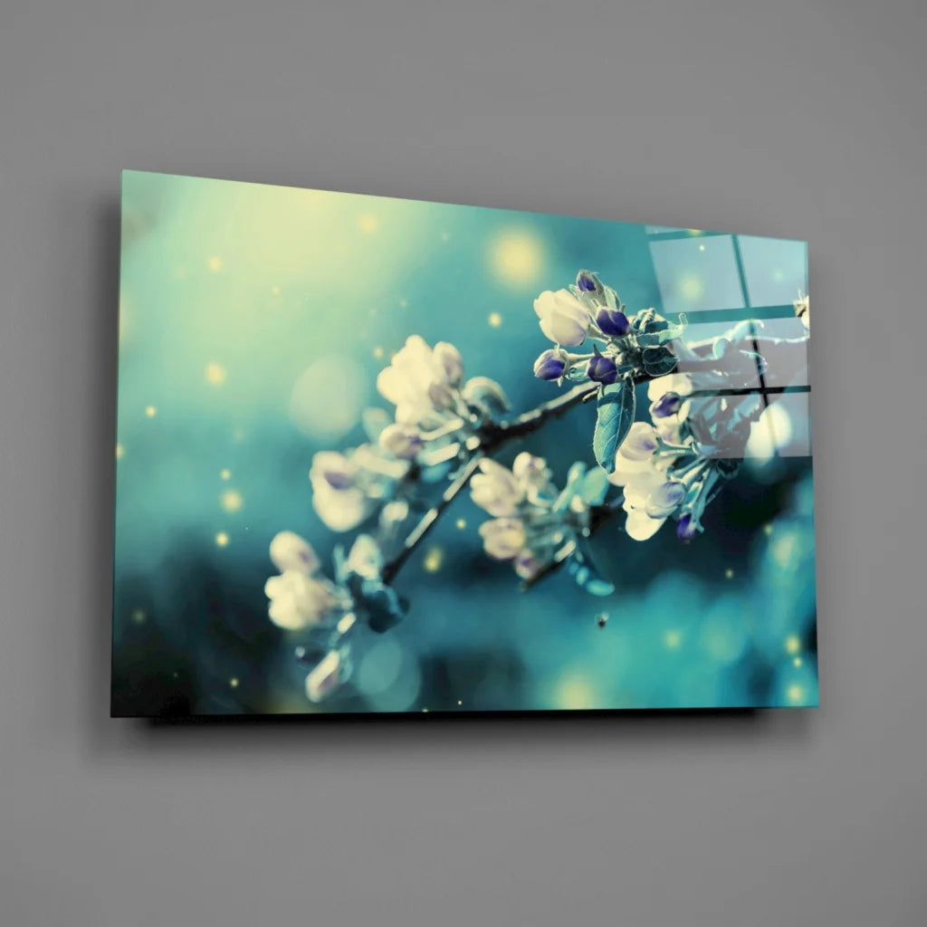 Dreamy Blossom Canvas Wall Art with Glowing Bokeh Lights | Glass Wall Art Print | vintageantiquesgifts.com