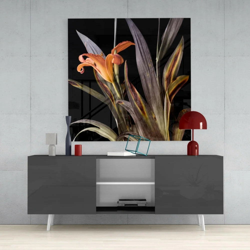 Stunning Orange Iris Glass Wall Art Collection | Contemporary Home Wall Art | vintageantiquesgifts.com