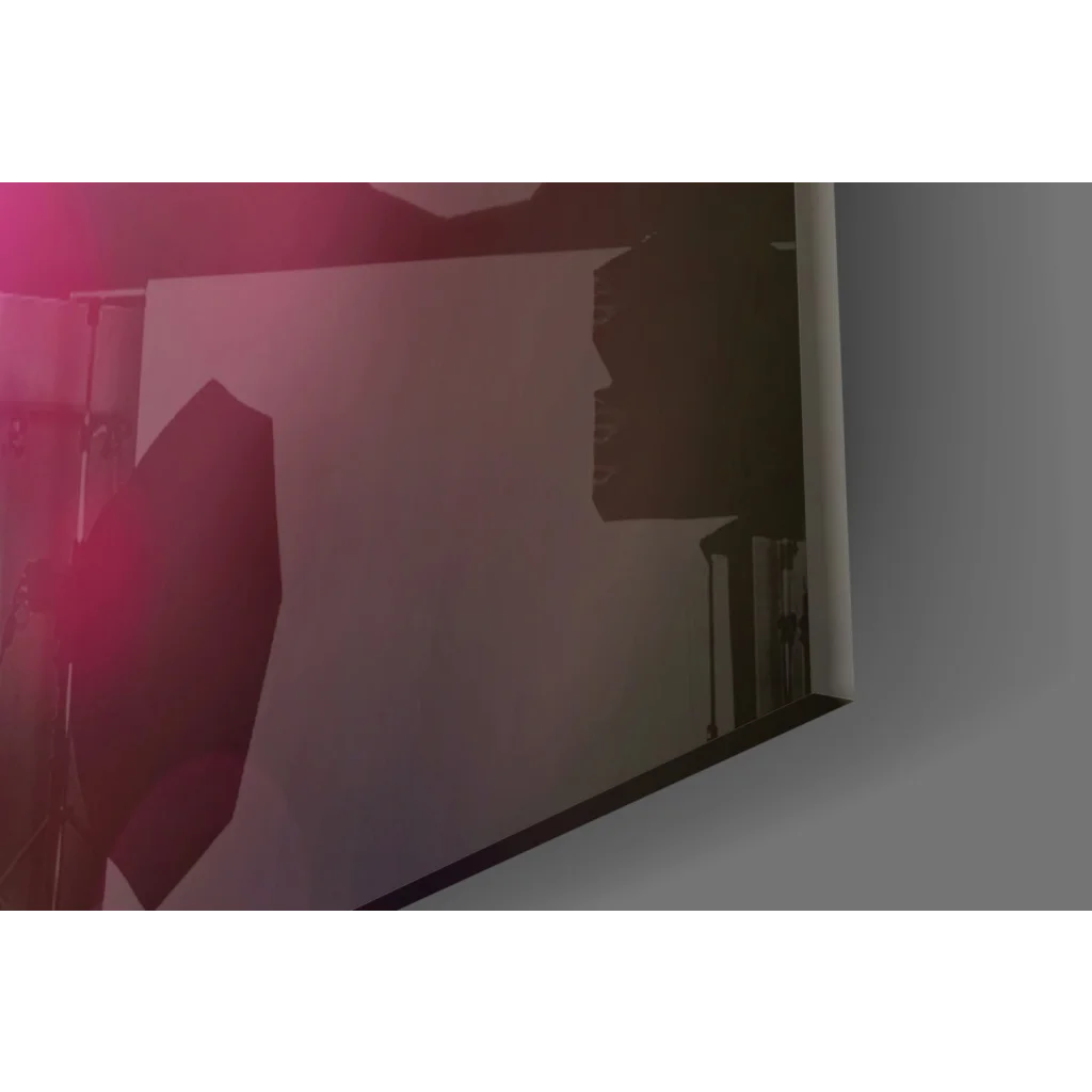 Stunning pink chrysanthemum glass wall art with bokeh glow backdrop