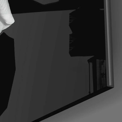 Stunning black rose glass wall art with distorted mirror reflections