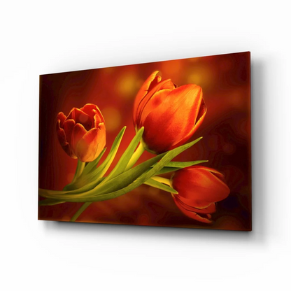 Glowing Orange Tulips Canvas Wall Art Print | Insigneart USA | vintageantiquesgifts.com