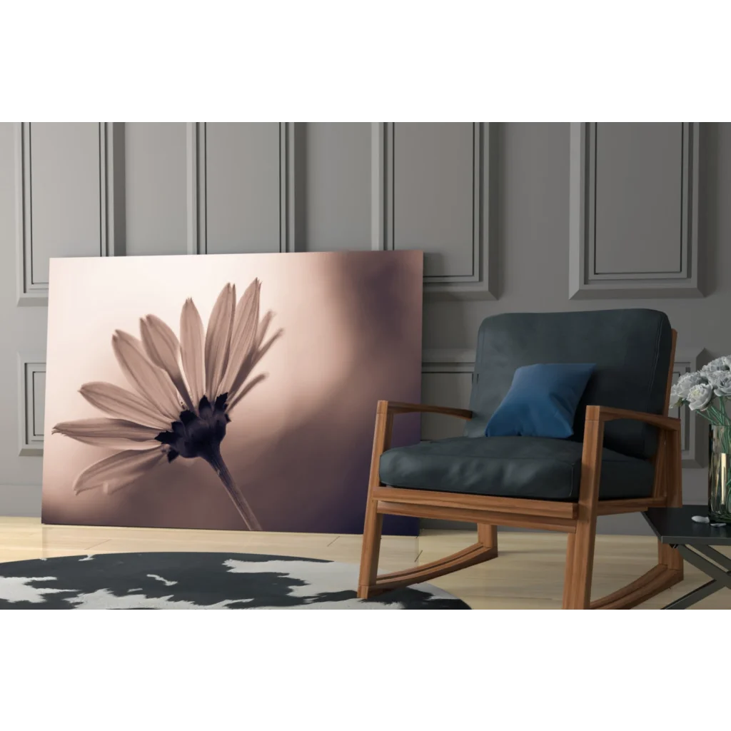 Vintage Daisy Sepia canvas wall art print with soft-focus daisy