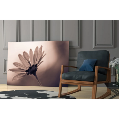 Vintage Daisy Sepia canvas wall art print with soft-focus daisy