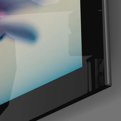 Stunning pink purple flower glass wall art in modern black frame