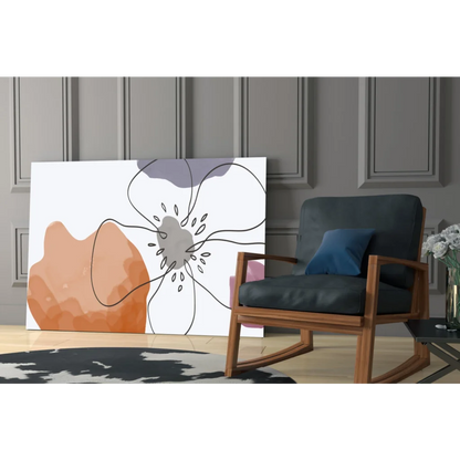 Bold abstract floral wall art canvas in orange purple gray