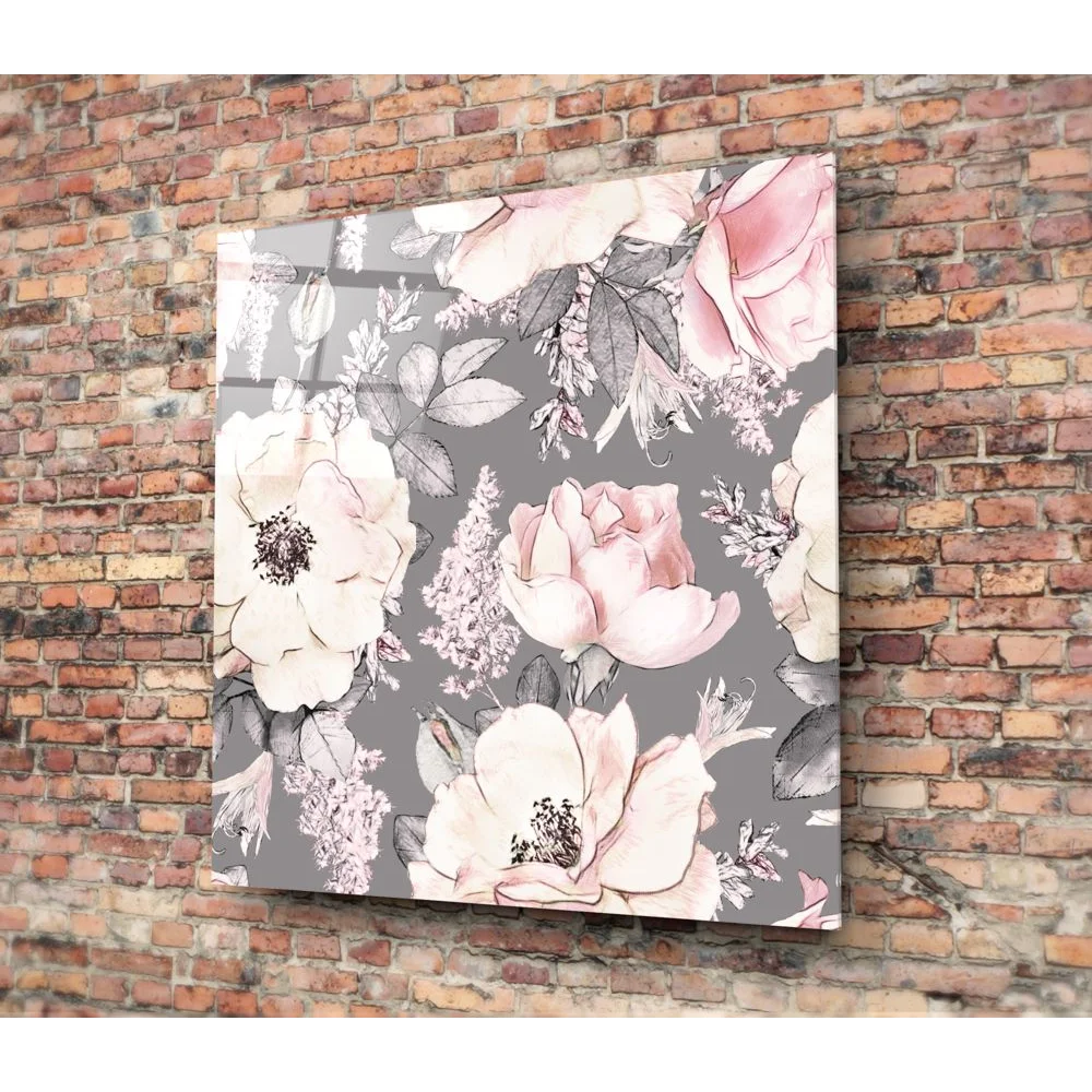 Stunning Pink Rose Tempered Glass Art Panel for Your Home | Modern Wall Art Decor | vintageantiquesgifts.com