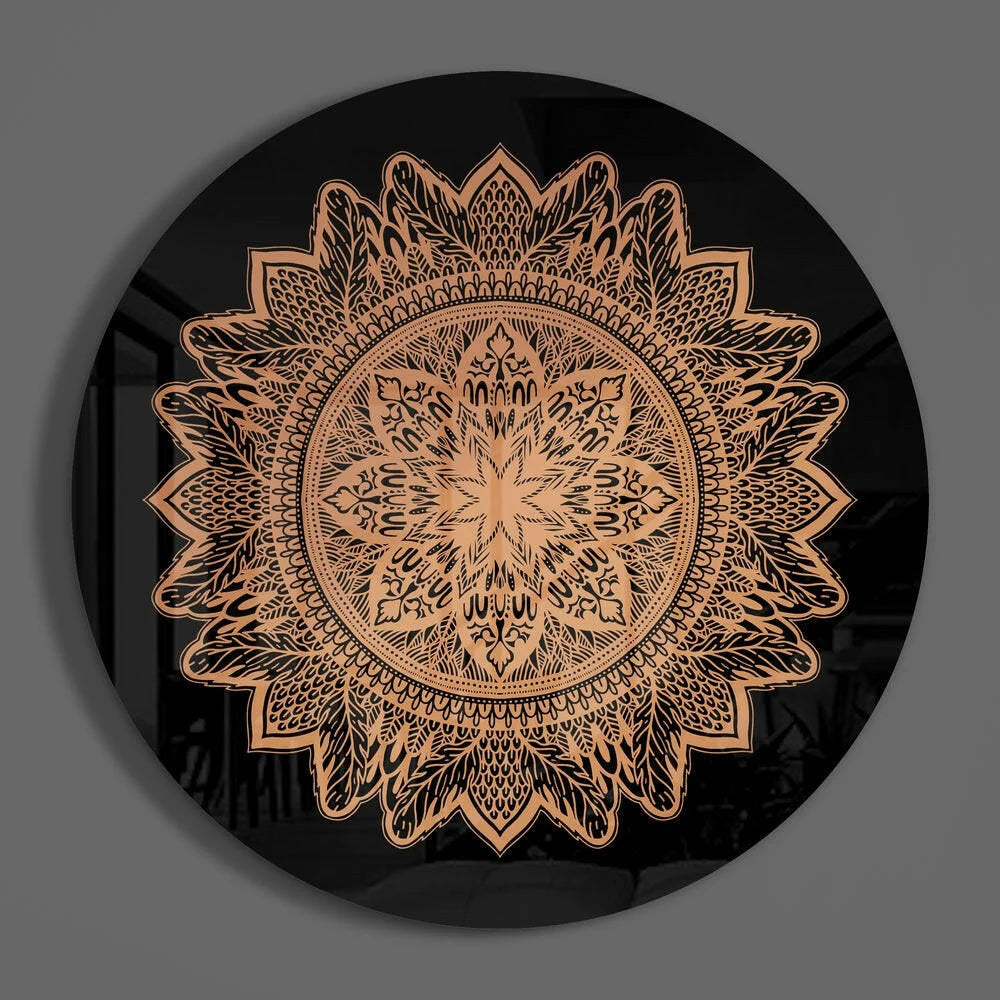 Stunning metallic gold mandala tempered glass art