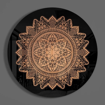 Stunning metallic gold mandala tempered glass art