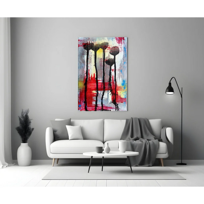 Bold Floral Glass Wall Art with Vibrant Color Bursts | Modern Wall Art Decor | vintageantiquesgifts.com