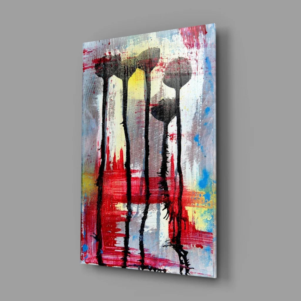 Bold Floral Glass Wall Art with Vibrant Color Bursts | Glass Wall Art Print | vintageantiquesgifts.com
