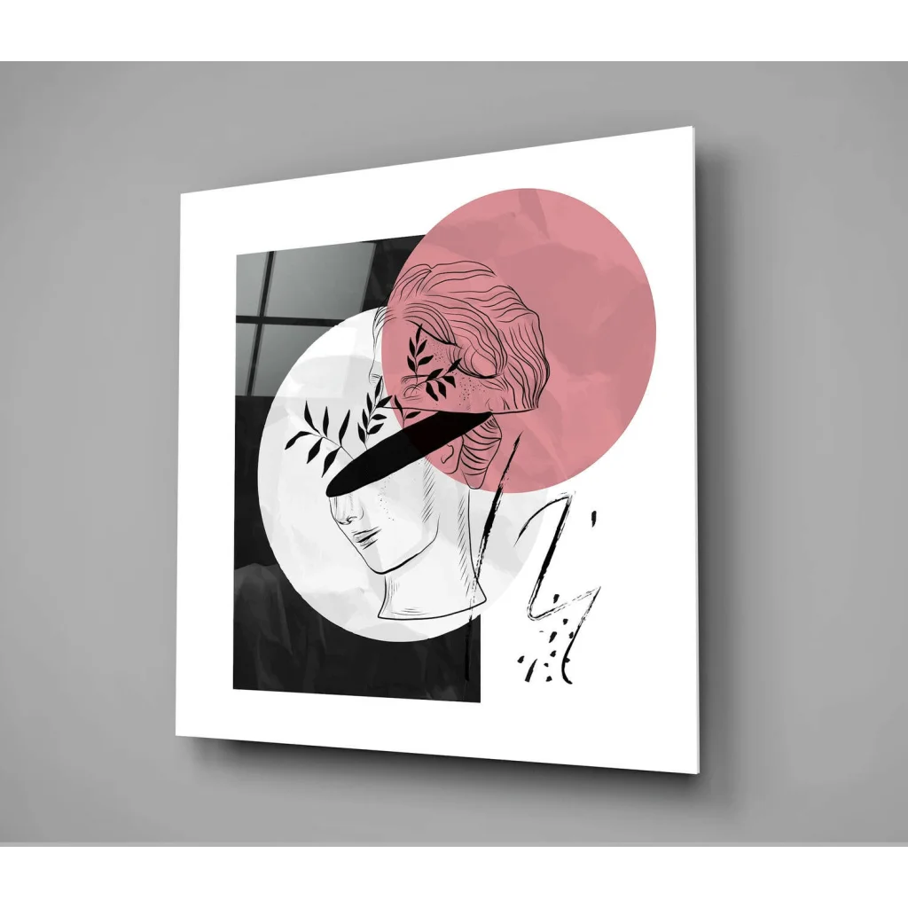 Stunning Modern Profile Canvas Wall Art with Pink Accents | Glass Wall Art Print | vintageantiquesgifts.com