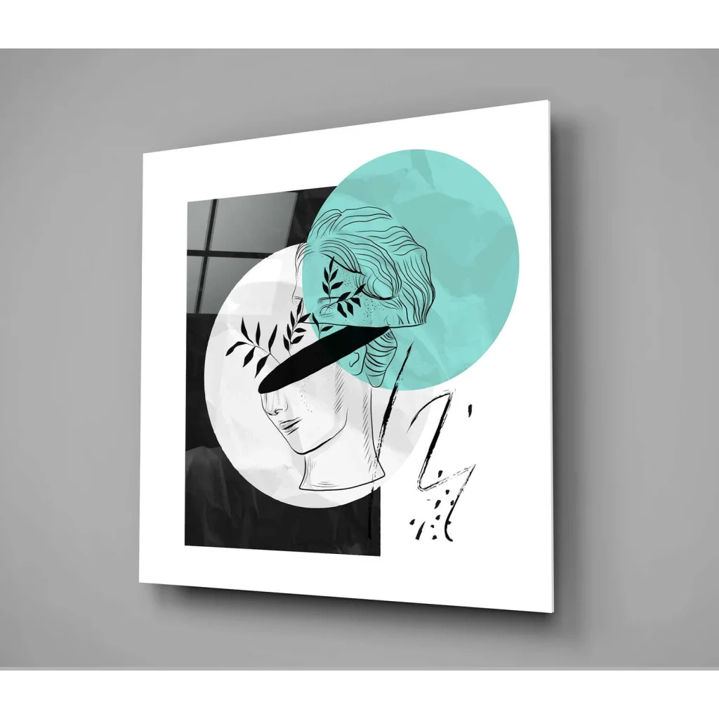 Stunning teal abstract profile wall art print on canvas