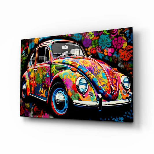 Psychedelic flower beetle canvas wall art print