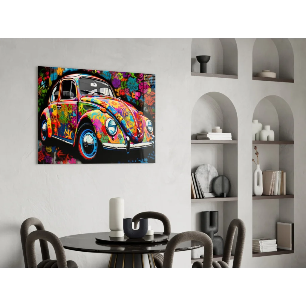 Psychedelic flower beetle canvas wall art print