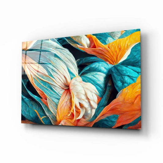 Swirling Teal Orange Abstract Glass Wall Art Canvas Print | Insigneart USA | vintageantiquesgifts.com