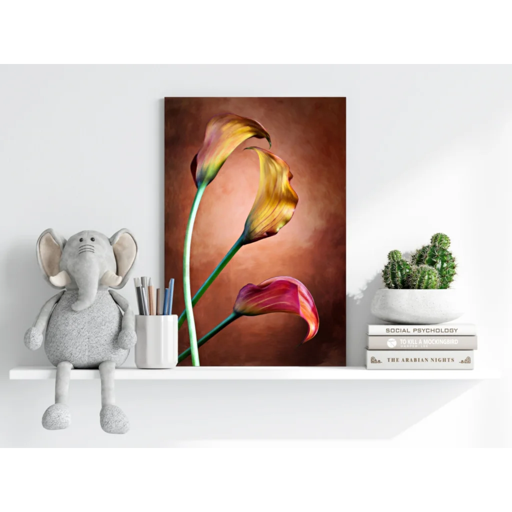 Vibrant gradient calla lilies on insigne aluminum prints