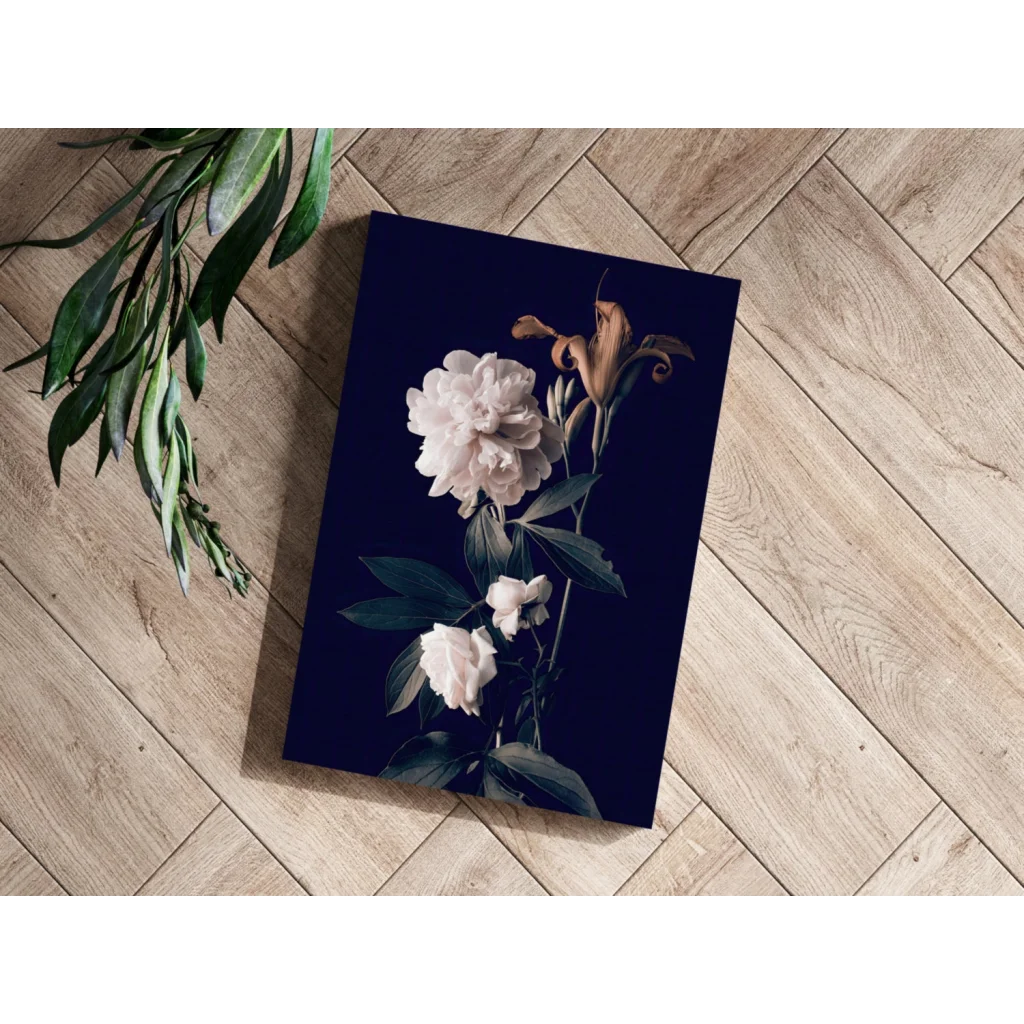 Stunning Insigne Aluminum Prints with Navy Botanical Blooms | Modern Wall Art Decor | vintageantiquesgifts.com