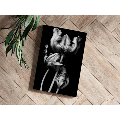 Black-and-white tulip print on Insigne aluminum