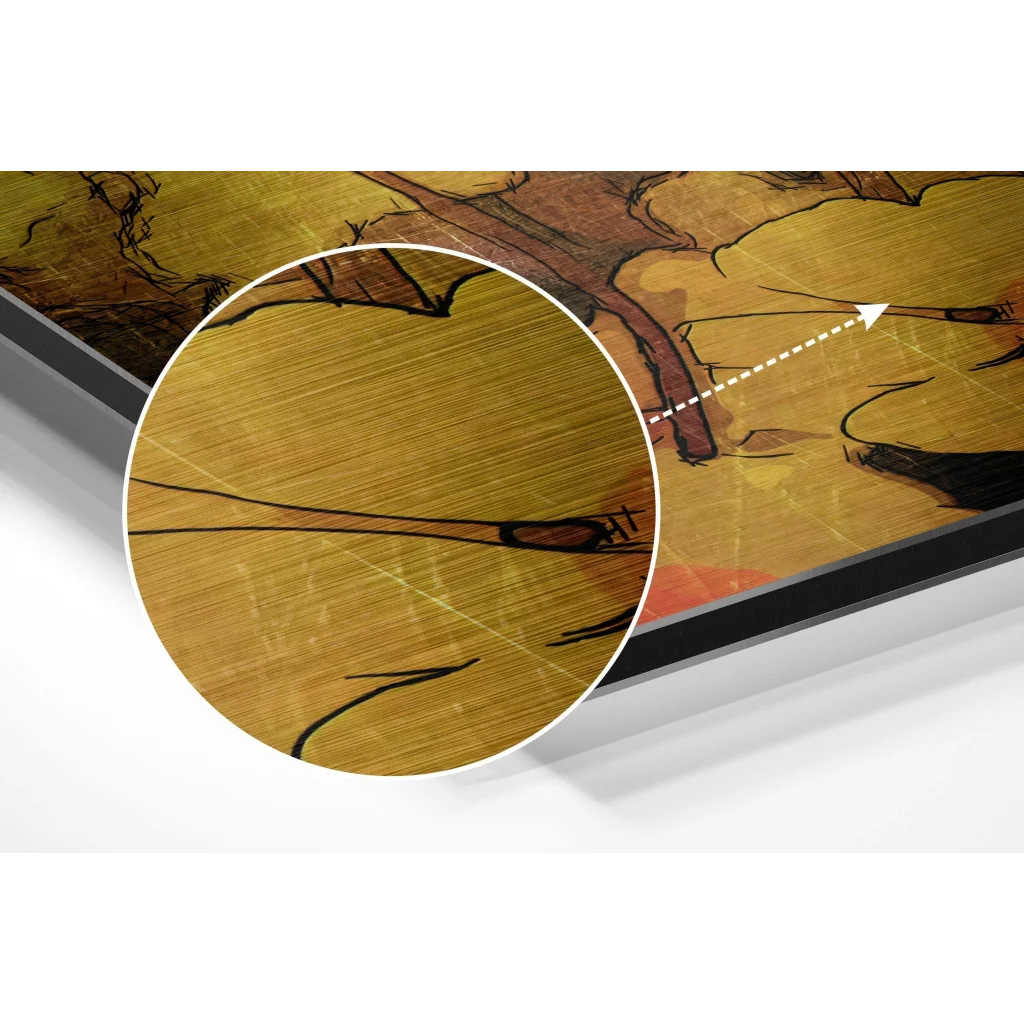 glass wall art Golden brushed aluminium dibond wall art with metallic frame