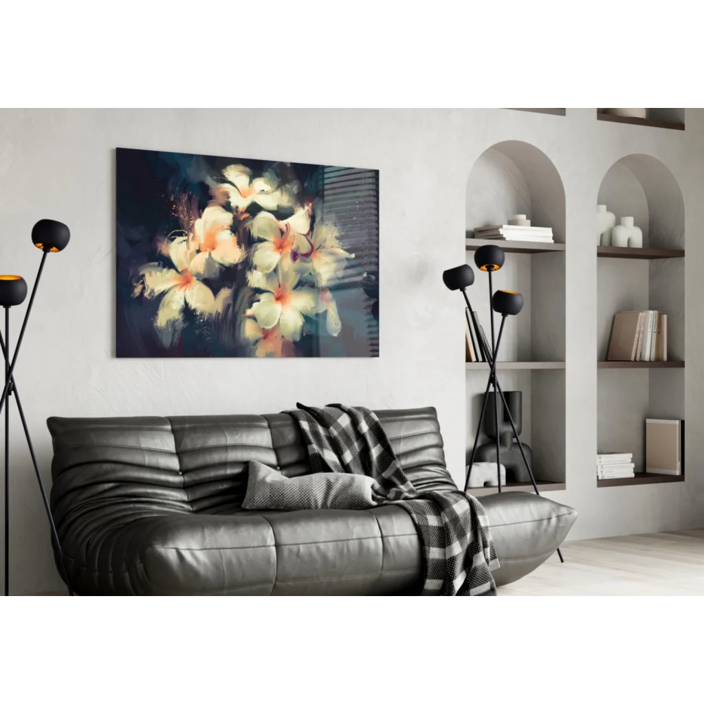 Peach Blossom Navy Canvas Wall Art for Modern Homes | Contemporary Home Wall Art | vintageantiquesgifts.com