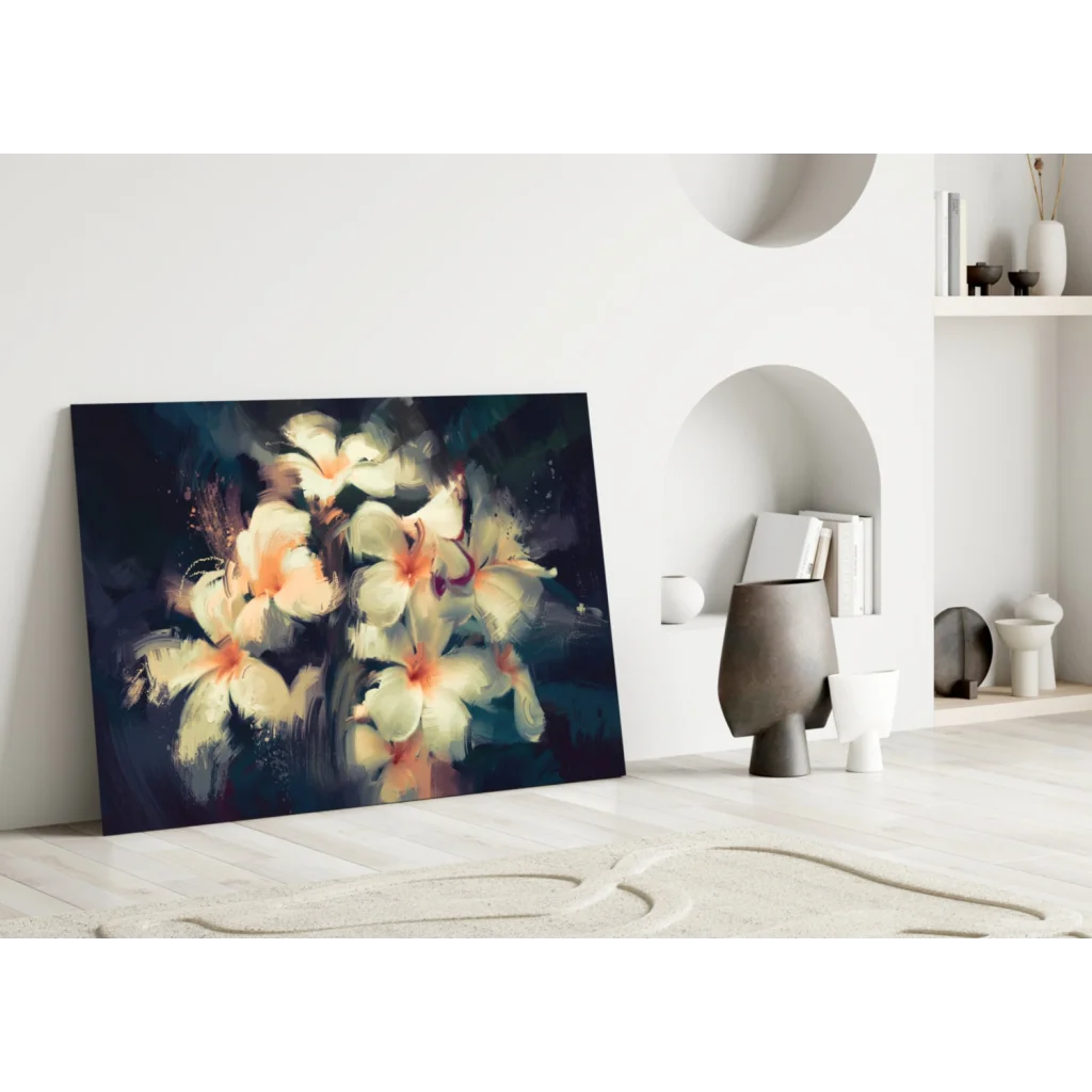 Peach Blossom Navy Canvas Wall Art for Modern Homes | Modern Wall Art Decor | vintageantiquesgifts.com