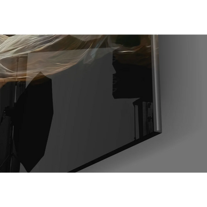 27-inch LG Ultrafine 4K monitor on flowing dancers glass wall art