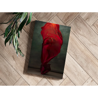 Vibrant flowing red fabric art print on aluminum for modern homes