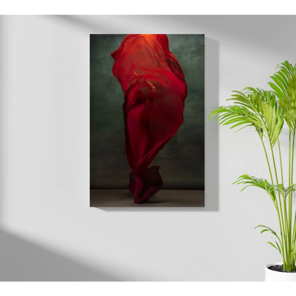 Vibrant flowing red fabric art print on aluminum for modern homes