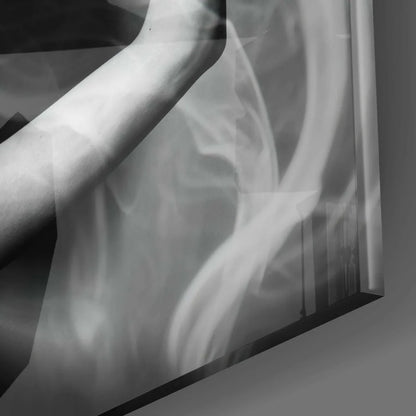 Black and white flowing smoke dancer abstract wall art print