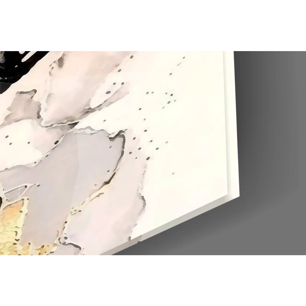 Abstract flowing teal gold horse wall art canvas with marbled patterns