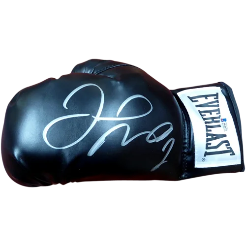 Floyd Mayweather autographed black Everlast boxing glove with silver signature