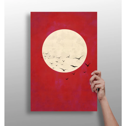 Red Moon Birds Flight Insigne Aluminum Prints | Insigneart USA | vintageantiquesgifts.com