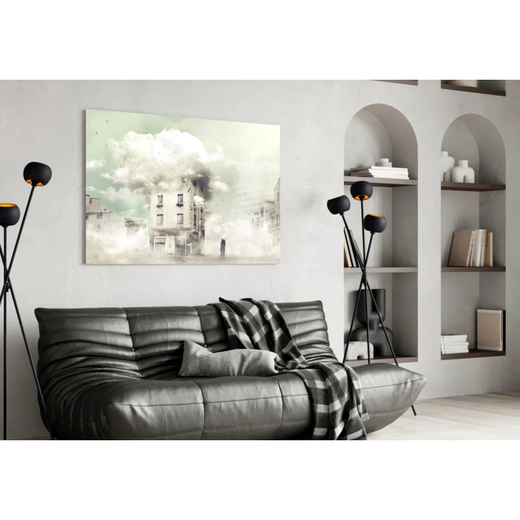 Misty Urban Glass Wall Art Collection with Surreal City Scenes | Contemporary Home Wall Art | vintageantiquesgifts.com