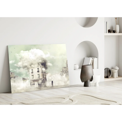 Misty Urban Glass Wall Art Collection with Surreal City Scenes | Modern Wall Art Decor | vintageantiquesgifts.com