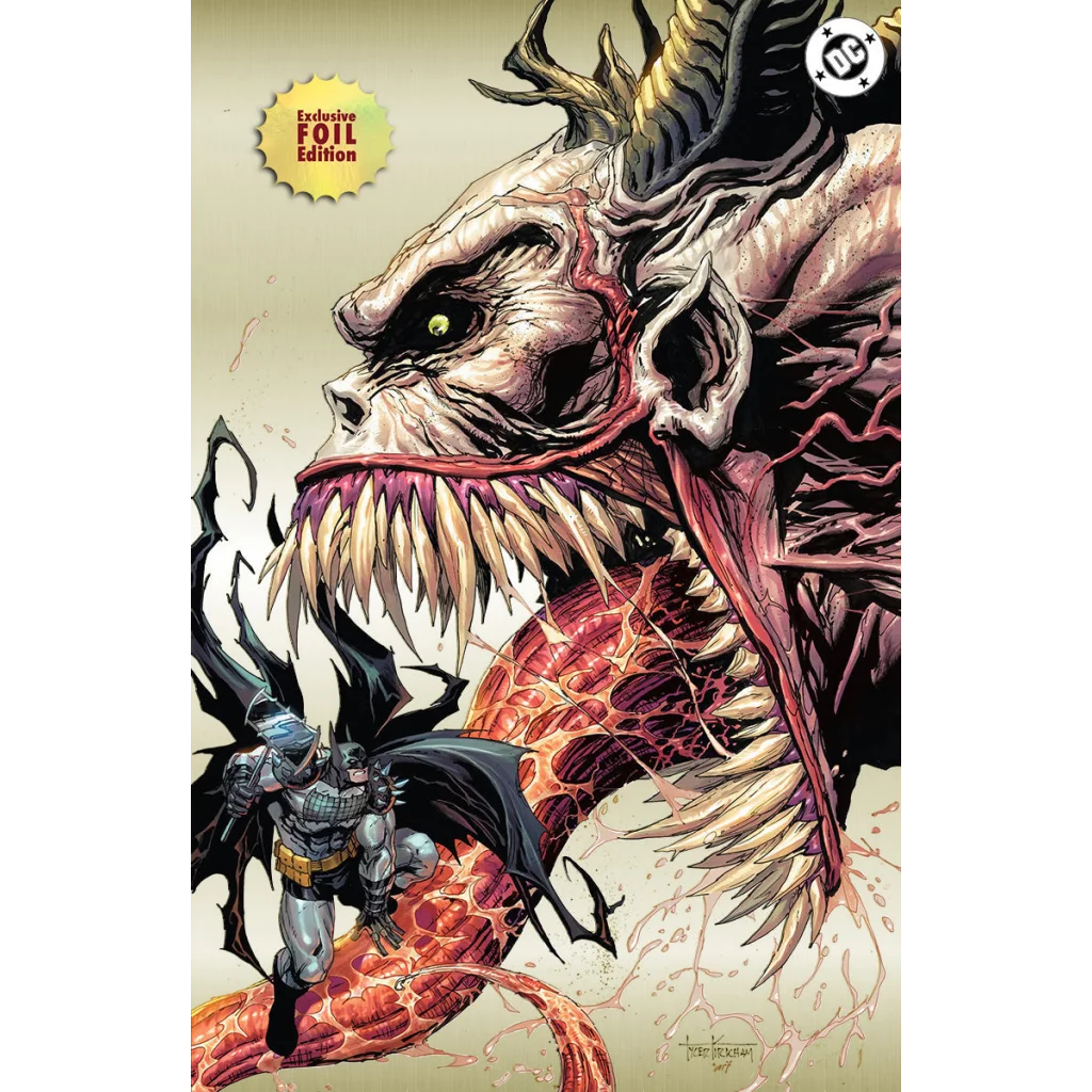 Batman confronts Venom on Tyler Kirkham exclusive foil cover for Absolute Batman #18